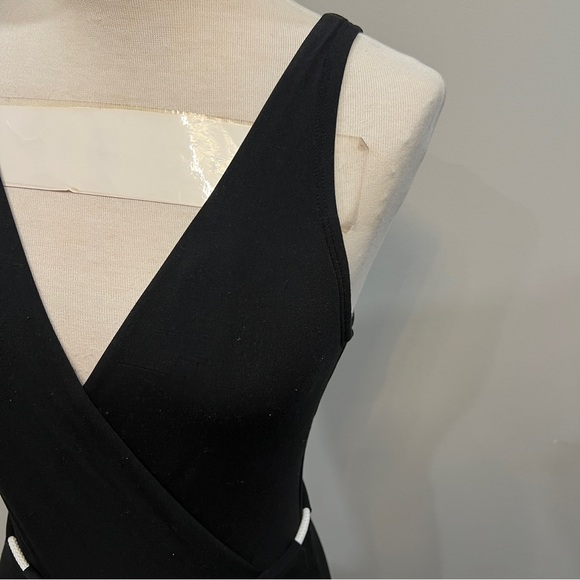 ROBIN PICCONE Black V Neck Bathing Suit with Tie Waist (4) - Picture 3 of 8